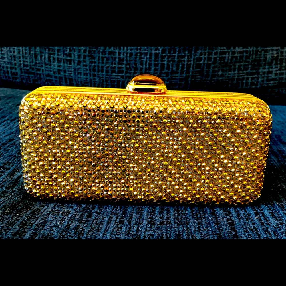 Judith Lieber Gold Handbag w/ strap + accessories